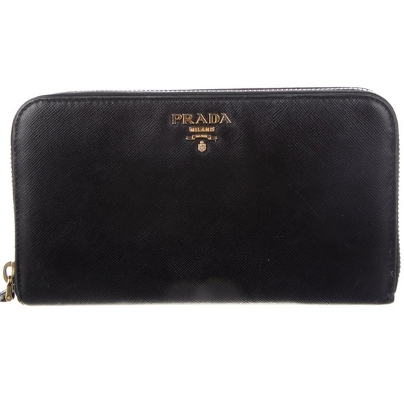 Prada saffiano black leather continental wallet GUC with dustbag - Picture 1 of 8
